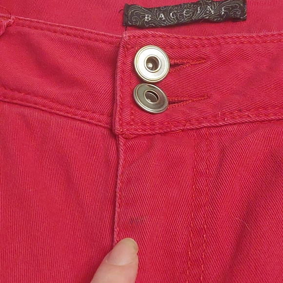 BACCINI Bright Red Denim Cropped Ankle Zip Mid Rise Jeans Bold Size 6 30x26 - Picture 7 of 14